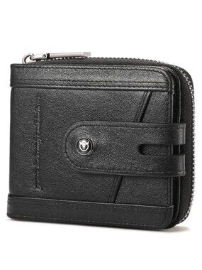Men's Genuine Leather Wallet with Zipper